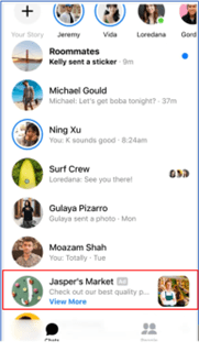 Example of a Facebook messenger ad on a mobile phone.